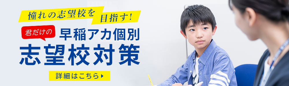 憧れの志望校を目指す！ 君だけの早稲アカ個別志望校対策のバナー画像